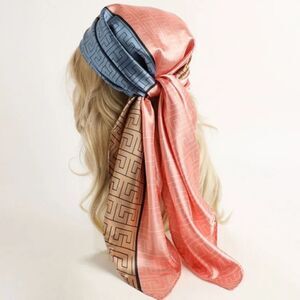 Designer Inspired Key Satin  Square Scarf Neckerchief Shawl Wraps Hijab Headband
